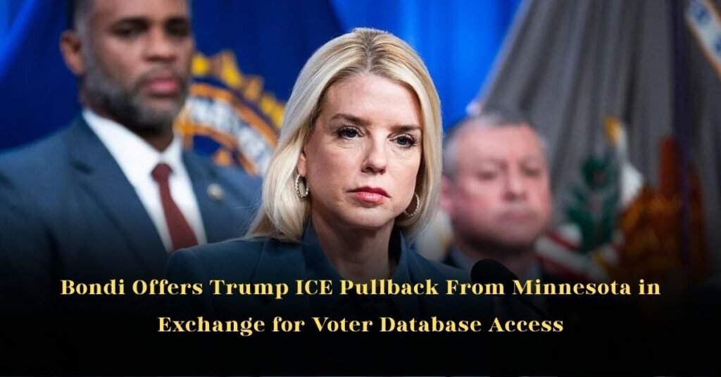 Bondi Offers Trump ICE Pullback From Minnesota in Exchange for Voter Database Access